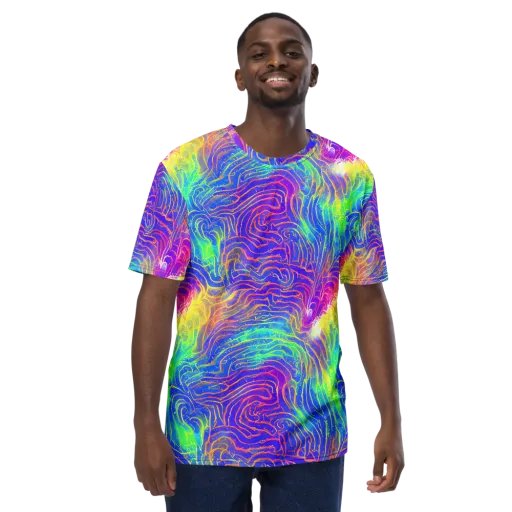 Ultraviolet Waves on a Men's Crew Neck T-Shirt