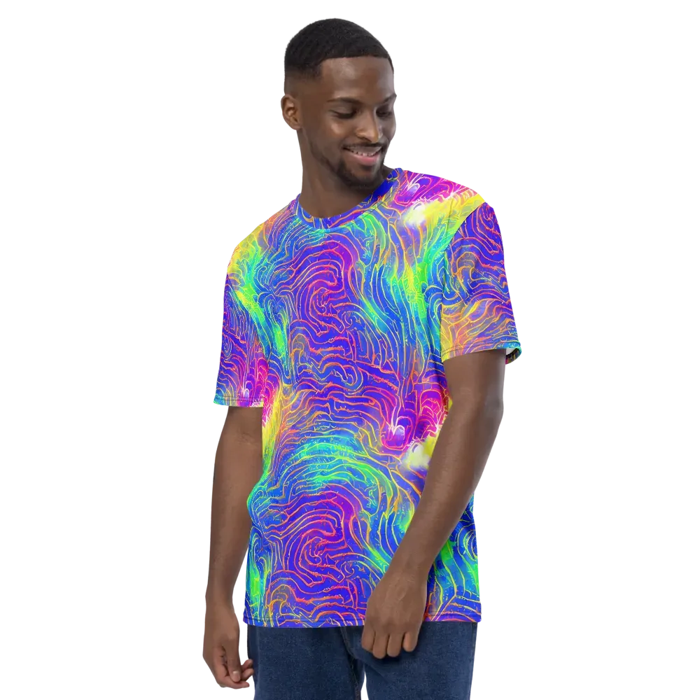 Ultraviolet Waves on Men's Crew Neck T-Shirt — Left