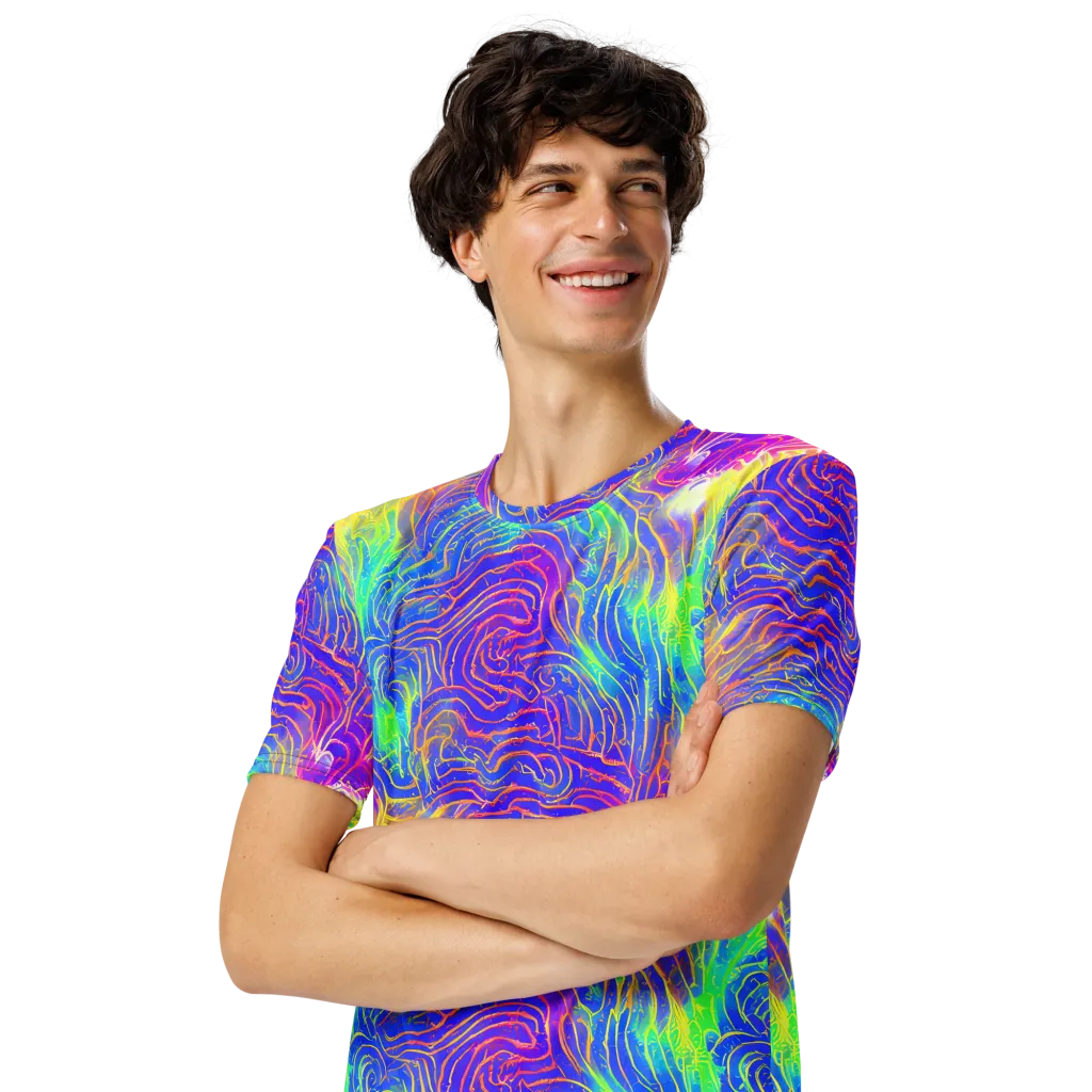 Ultraviolet Waves on Men's Crew Neck T-Shirt — Left Front