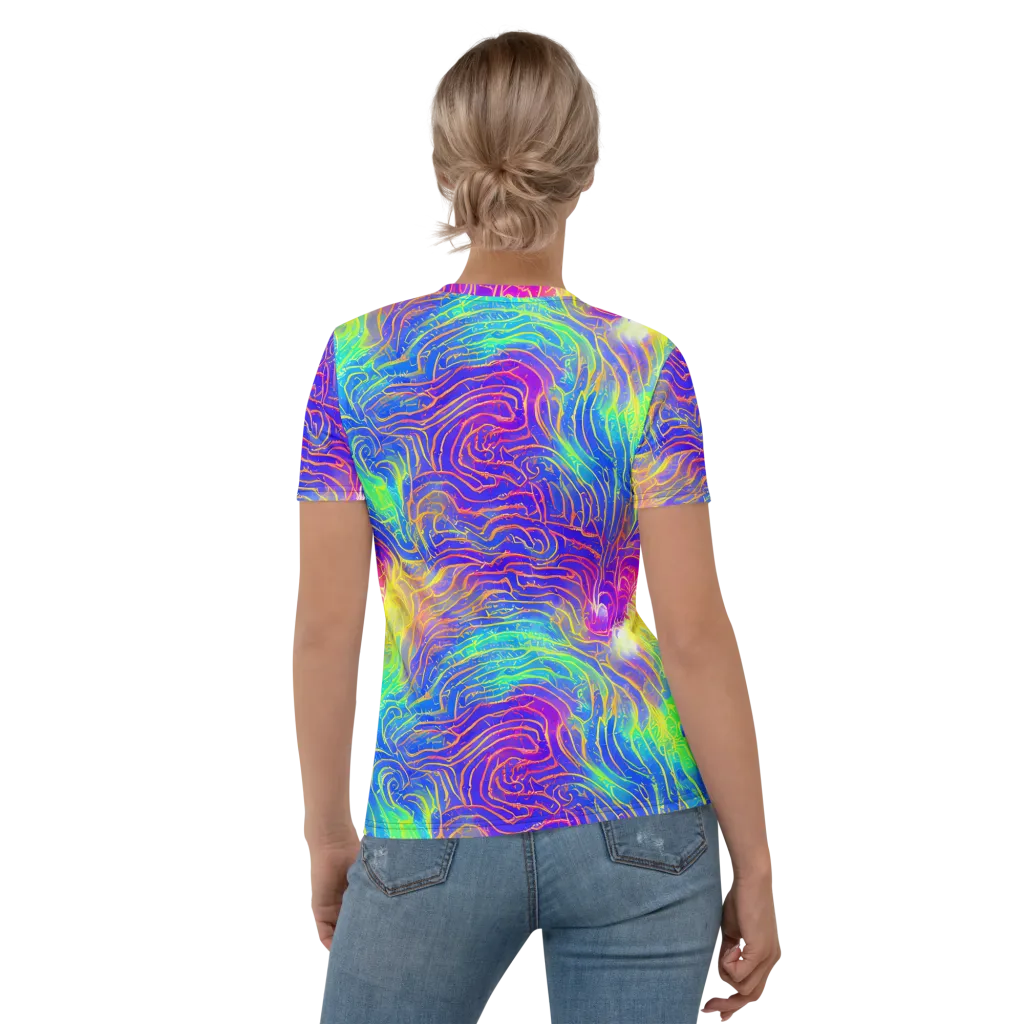 Ultraviolet Waves on Women's Crew Neck T-Shirt — Back