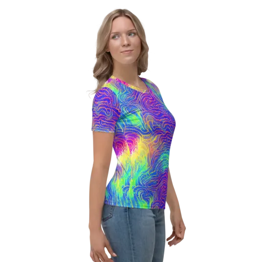 Ultraviolet Waves on a Women's Crew Neck T-Shirt