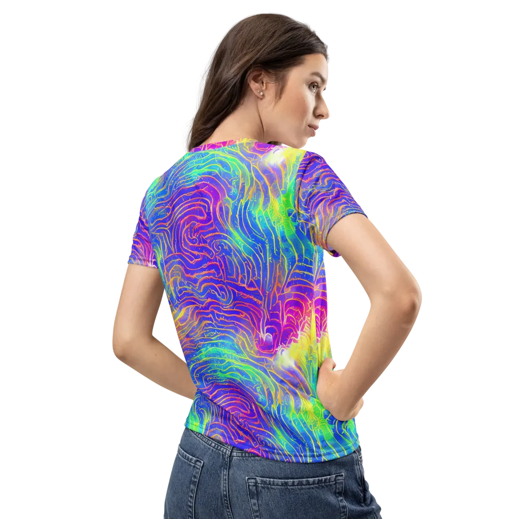 Ultraviolet Waves on Women's Crew Neck T-Shirt — Back
