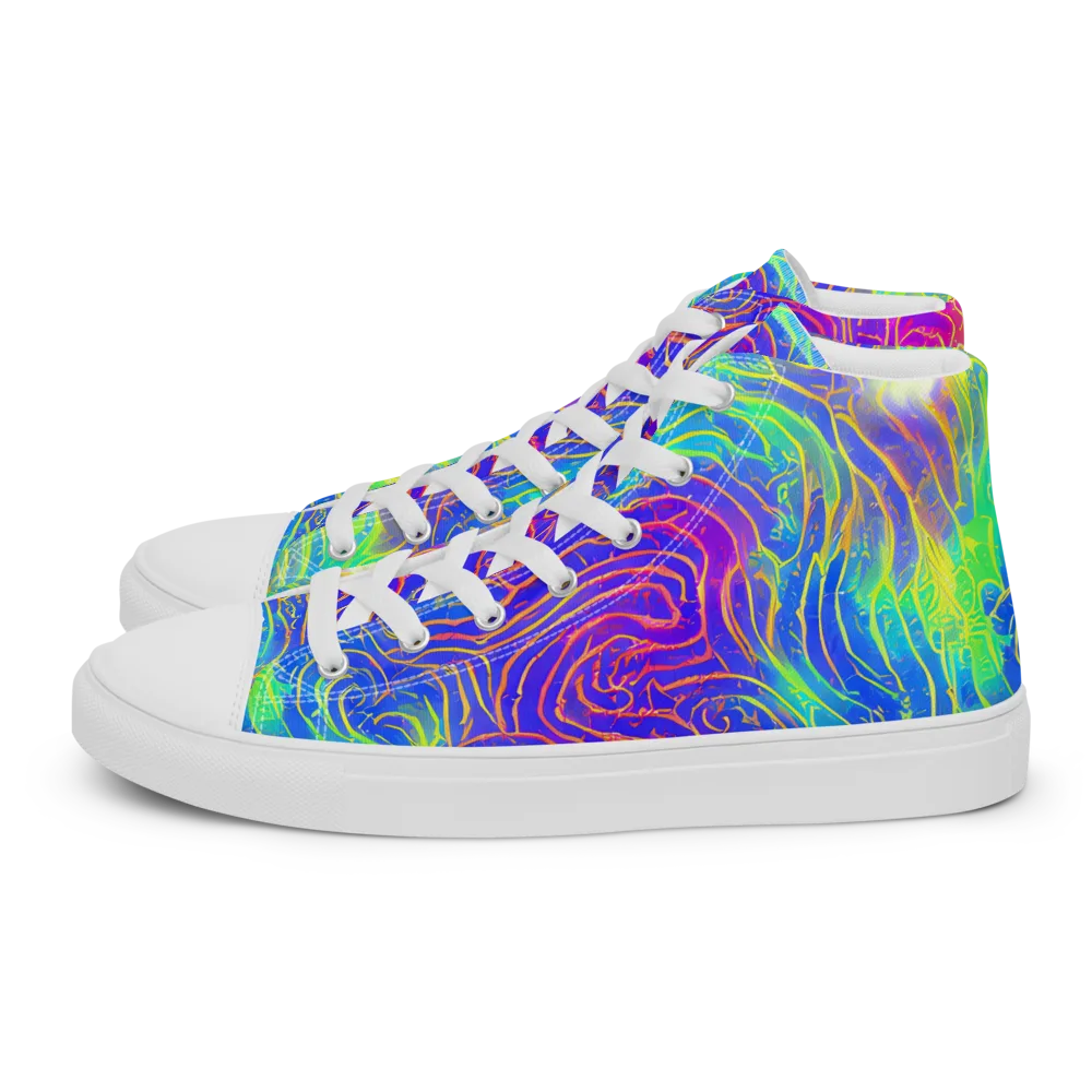Ultraviolet Waves on Women's High Top Canvas Shoes — Left