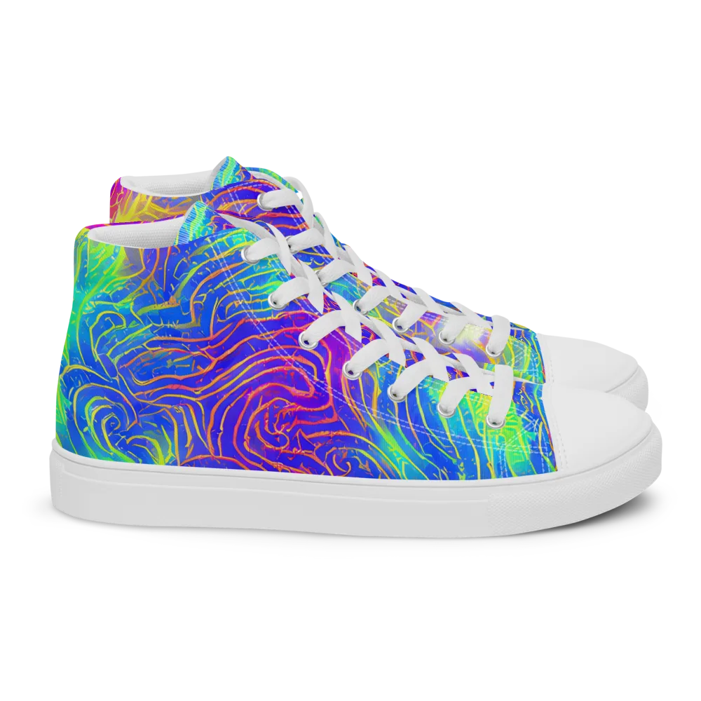 Ultraviolet Waves on Women's High Top Canvas Shoes — Right