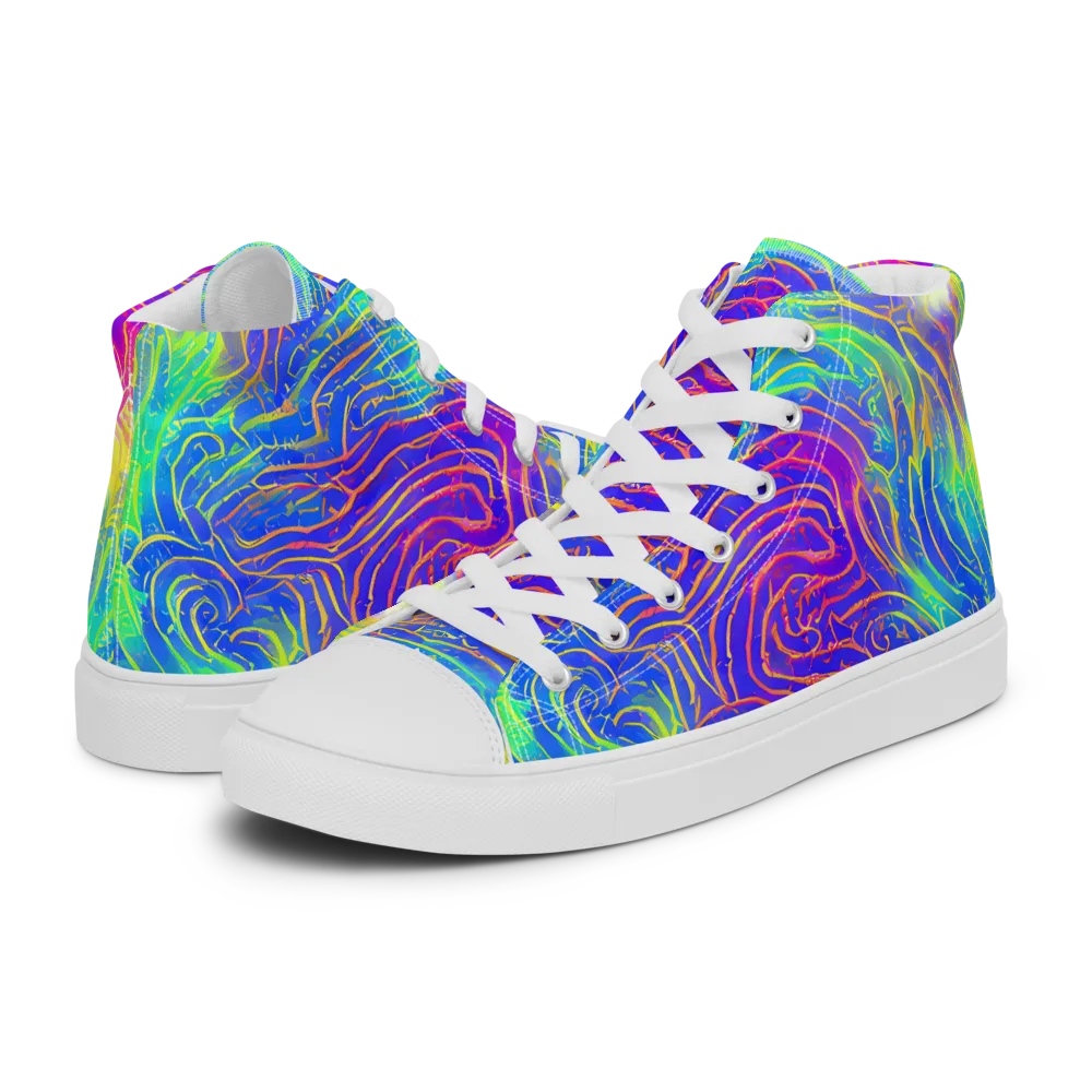 Ultraviolet Waves on Women's High Top Canvas Shoes — Left