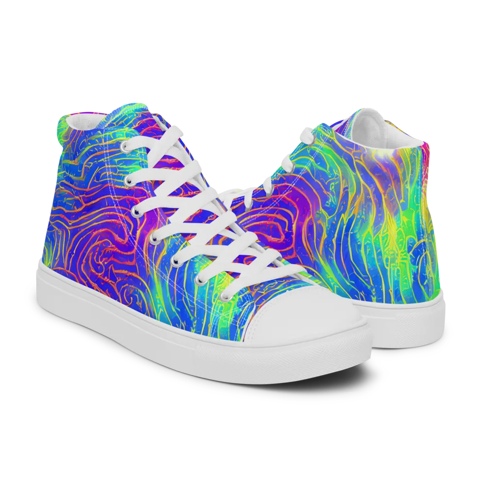 Ultraviolet Waves on Women's High Top Canvas Shoes — Right