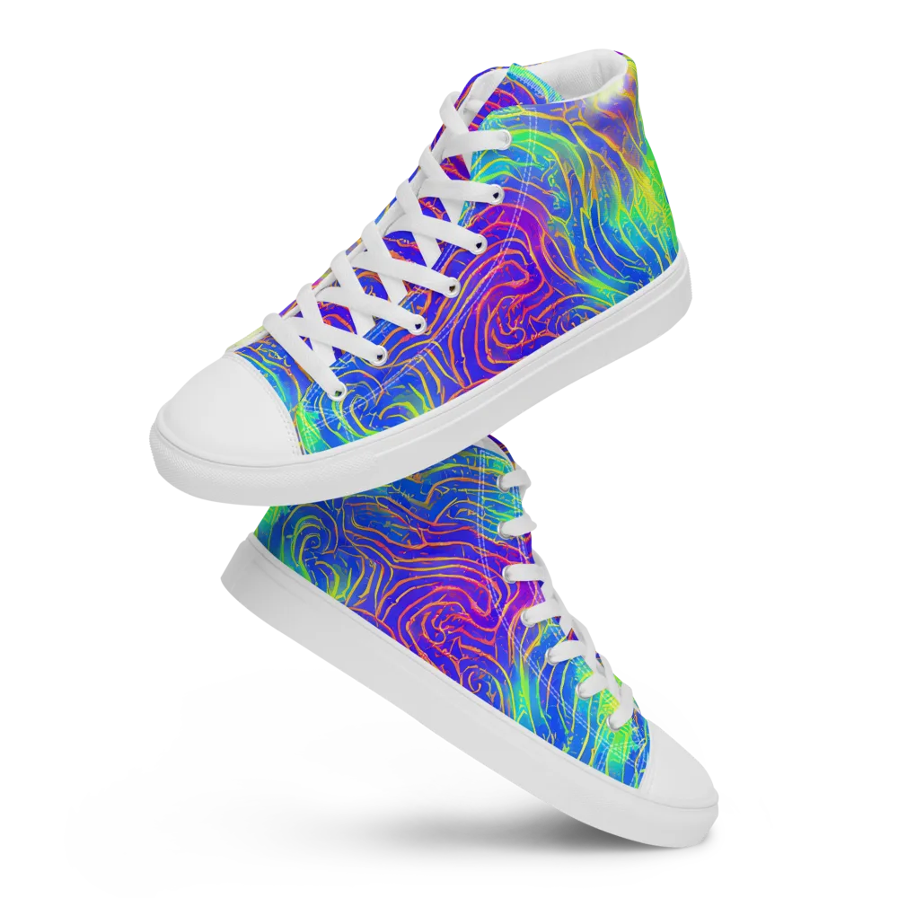 Ultraviolet Waves on Women's High Top Canvas Shoes — Front