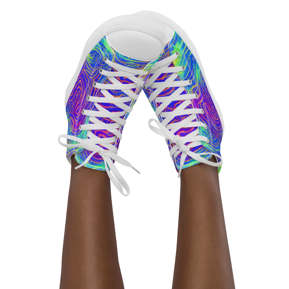 Ultraviolet Waves on Women's High Top Canvas Shoes — Front