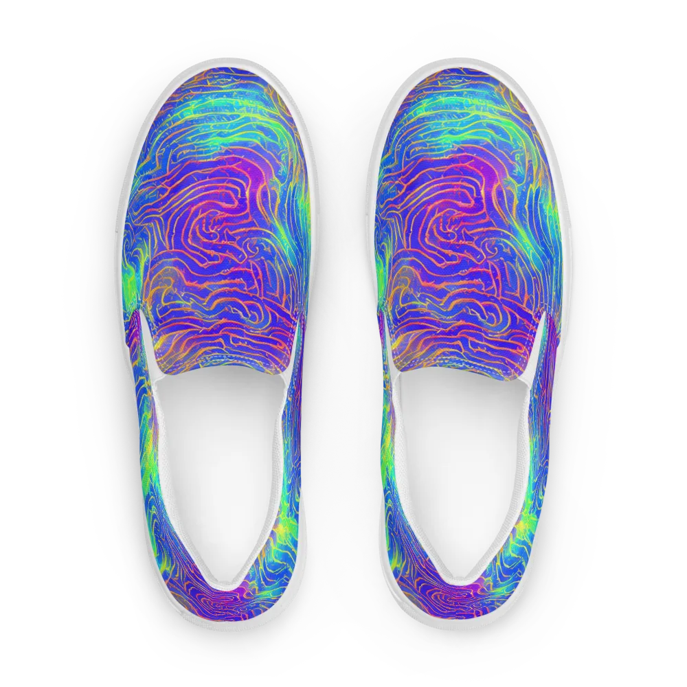Ultraviolet Waves on Men's Slip-On Canvas Shoes — Front