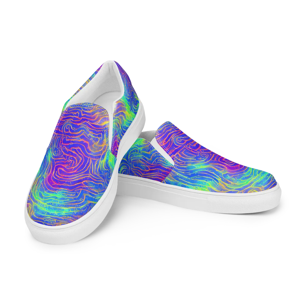 Ultraviolet Waves on Men's Slip-On Canvas Shoes — Left Front