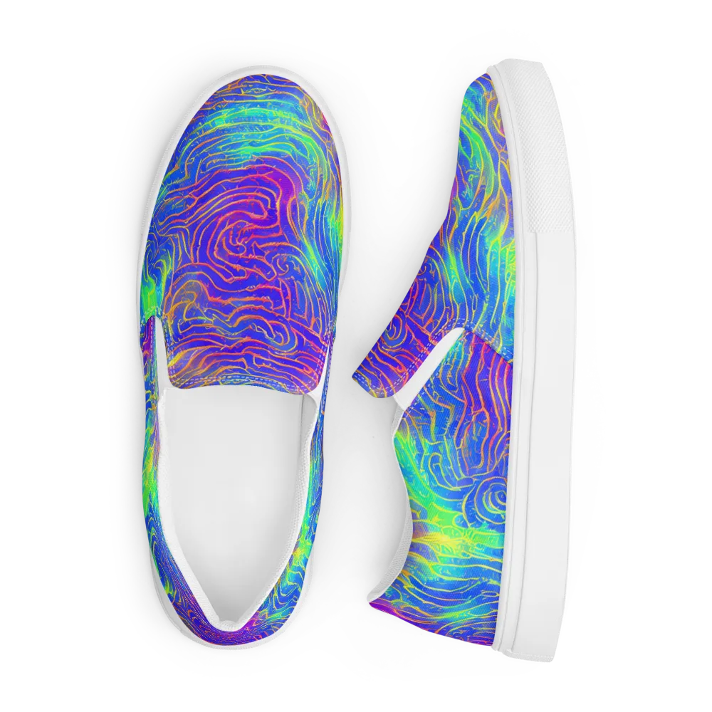 Ultraviolet Waves on Men's Slip-On Canvas Shoes — Front