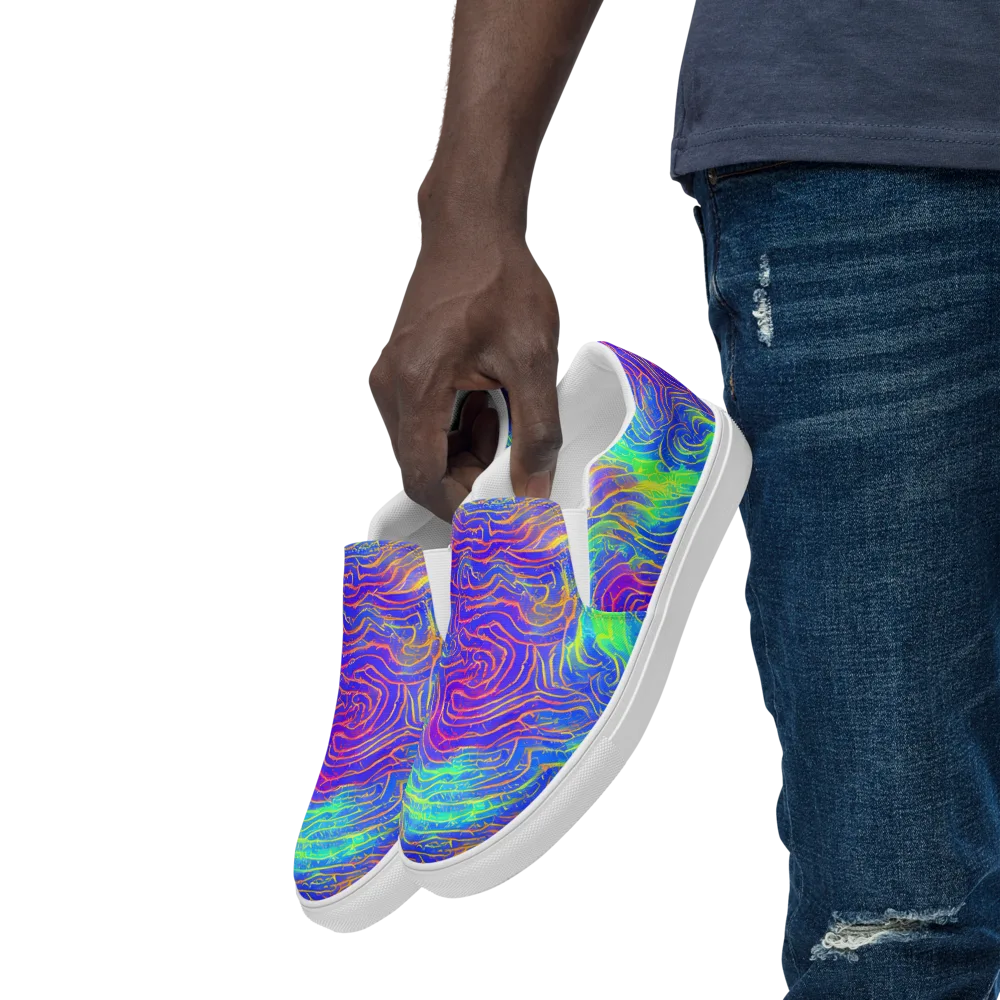 Ultraviolet Waves on Men's Slip-On Canvas Shoes — Left Front