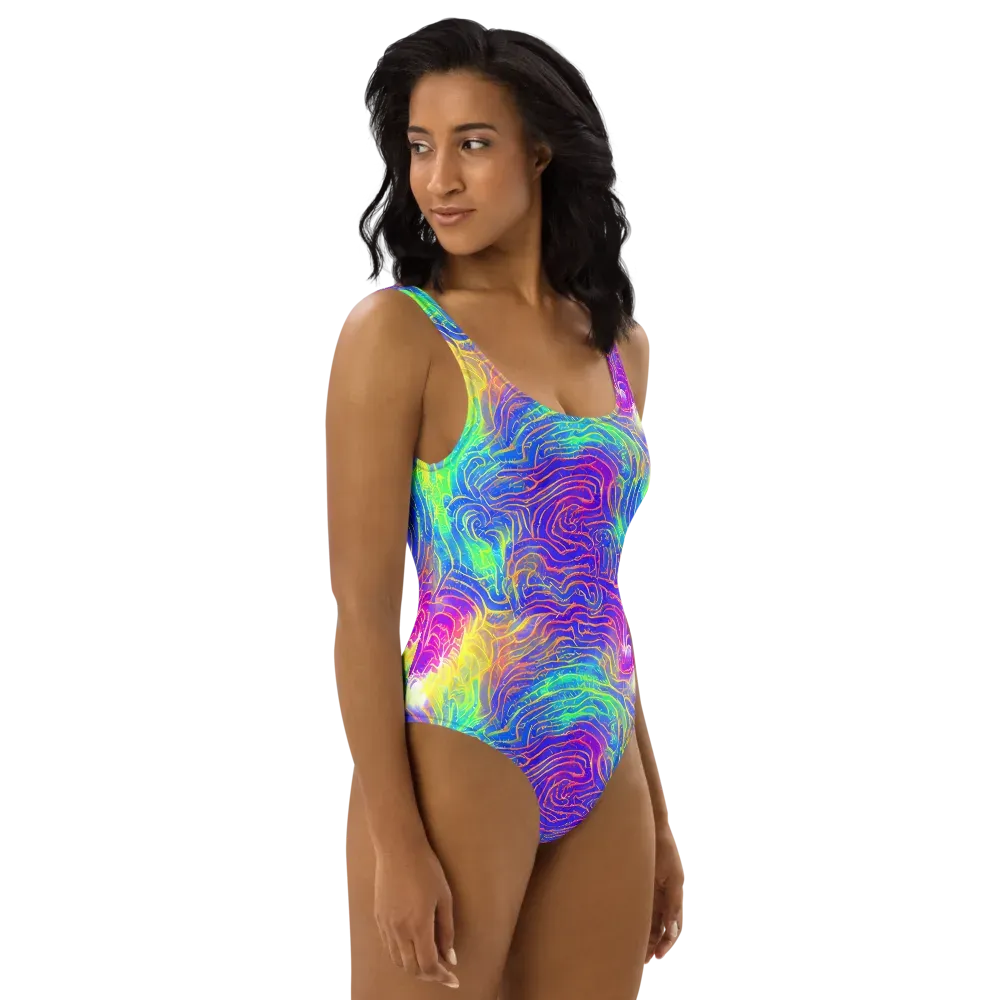 Ultraviolet Waves on One-Piece Swimsuit — Right