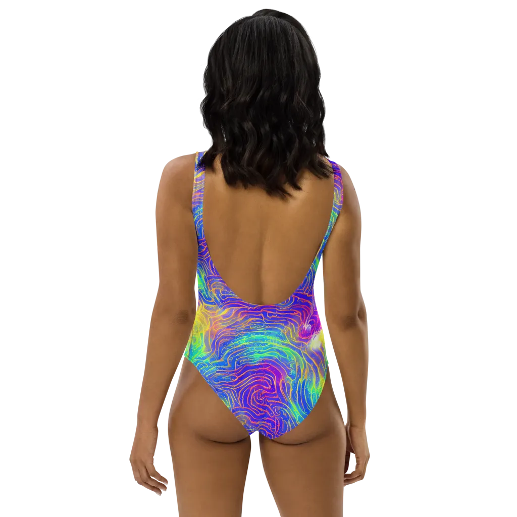Ultraviolet Waves on One-Piece Swimsuit — Back
