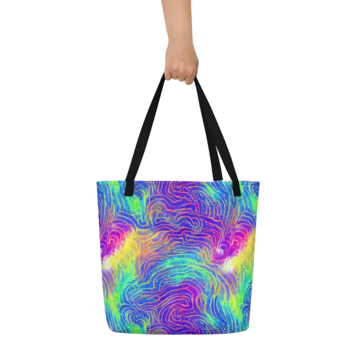 Ultraviolet Waves on a Large Tote Bag W/ Pocket