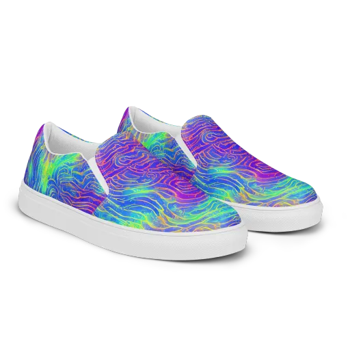 Ultraviolet Waves on a Women's Slip-On Canvas Shoes