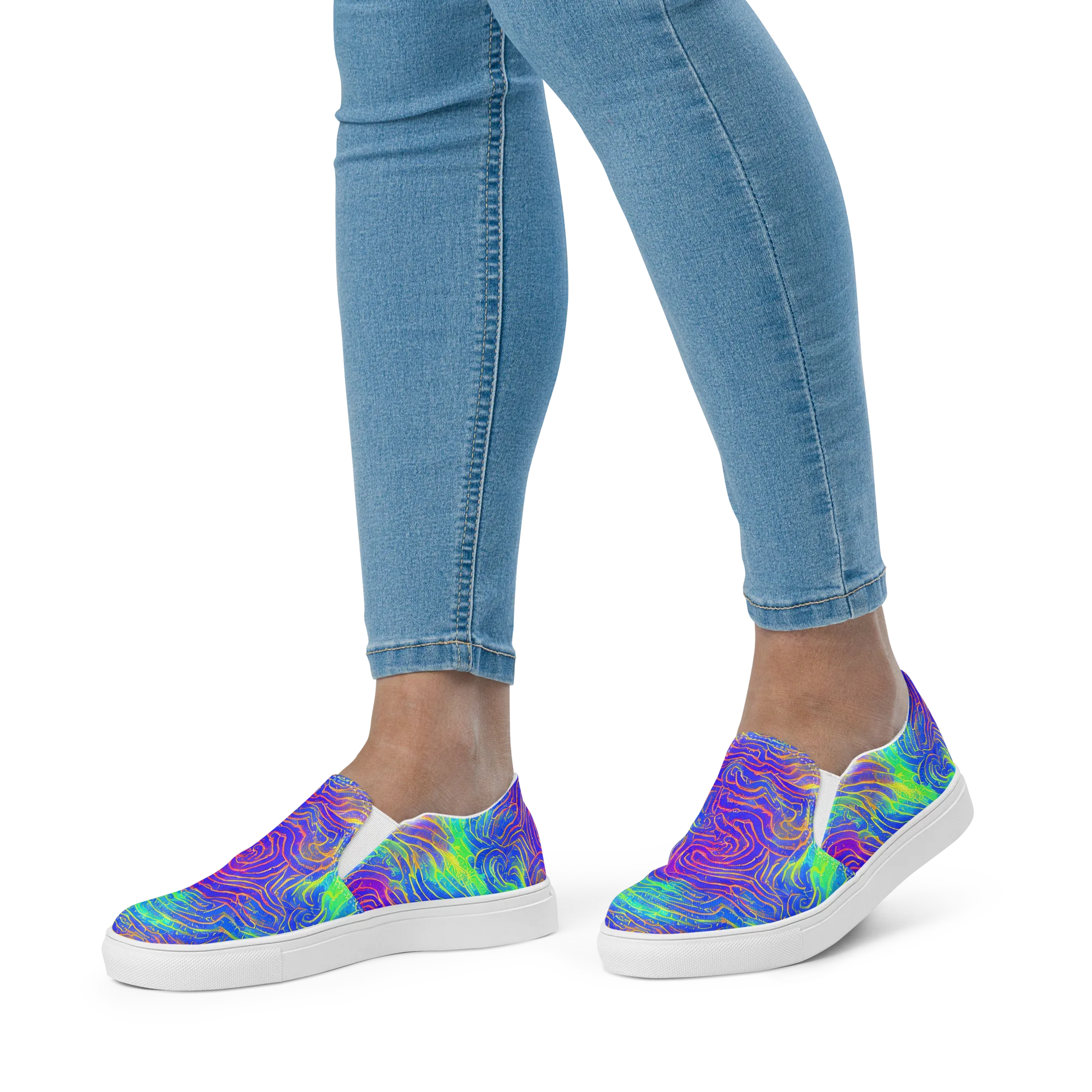 Ultraviolet Waves on Women's Slip-On Canvas Shoes — Front