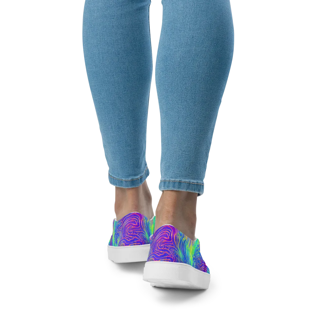 Ultraviolet Waves on Women's Slip-On Canvas Shoes — Back