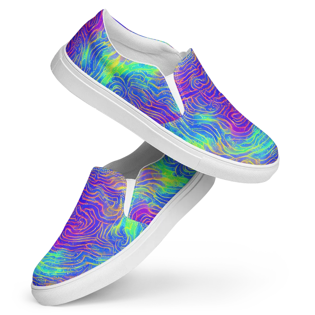 Ultraviolet Waves on Women's Slip-On Canvas Shoes — Front