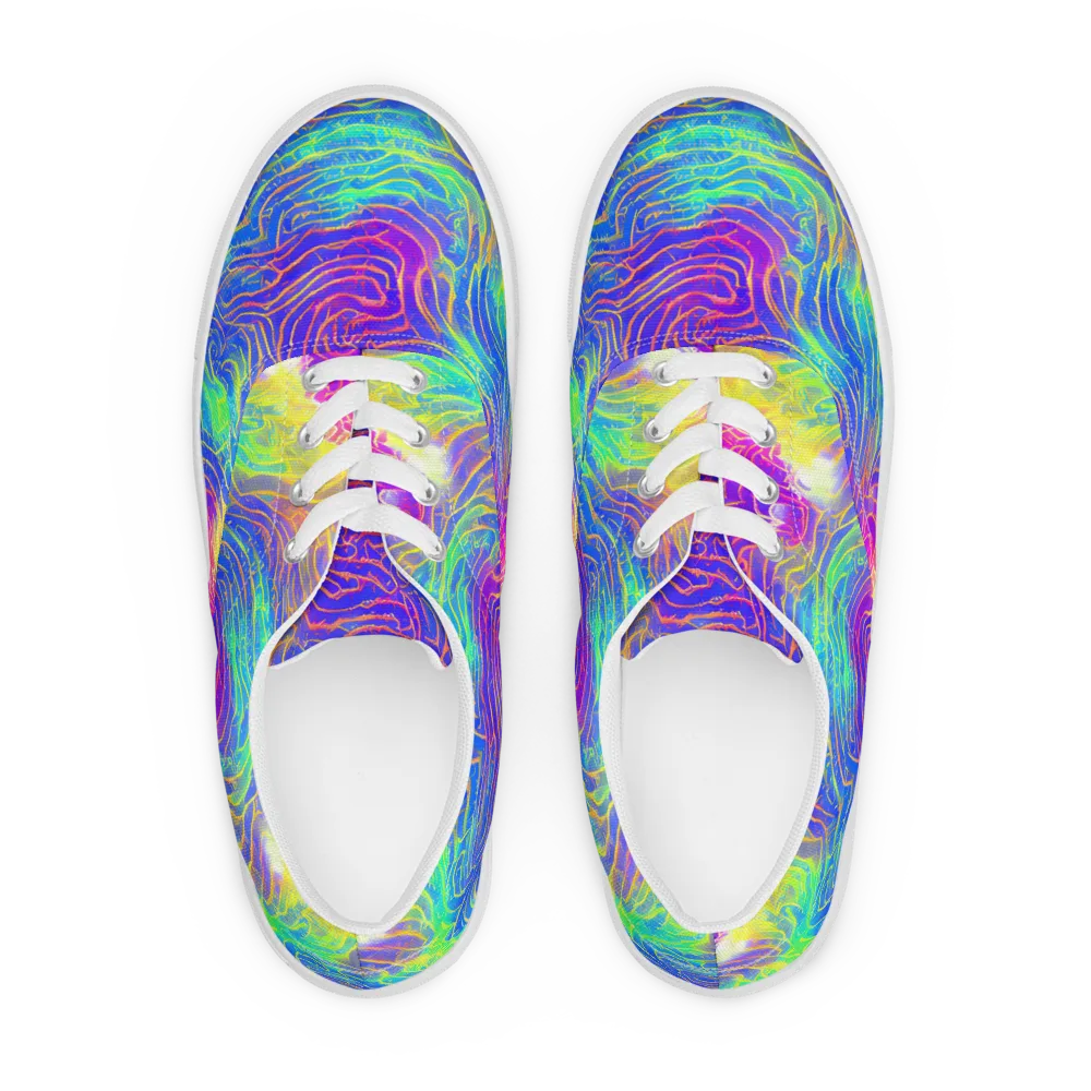 Ultraviolet Waves on Men's Lace-Up Canvas Shoes — Front