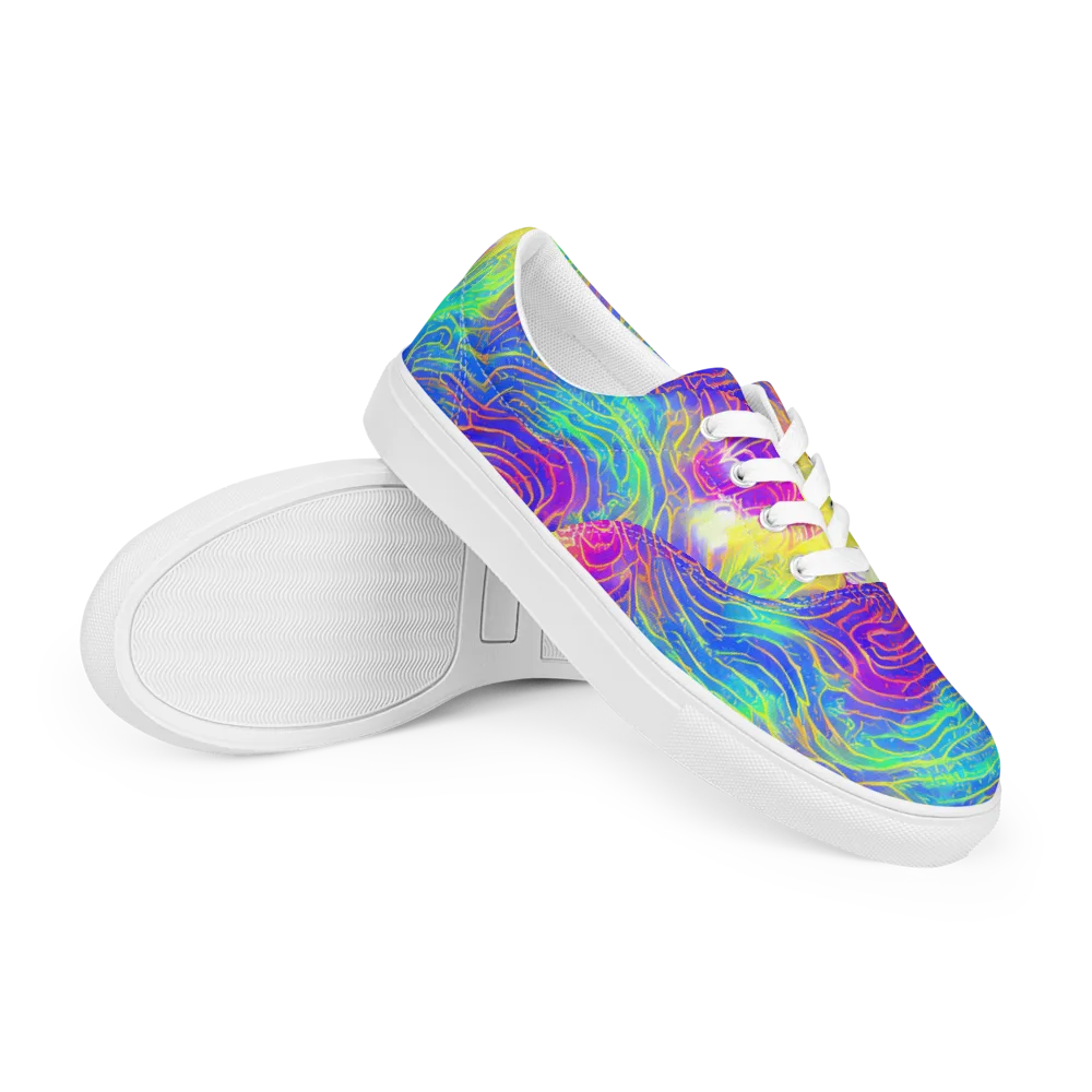 Ultraviolet Waves on Men's Lace-Up Canvas Shoes — Right Front
