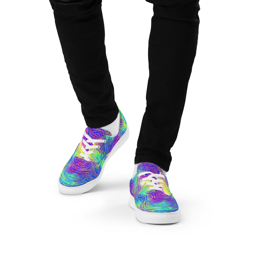 Ultraviolet Waves on Men's Lace-Up Canvas Shoes — Front