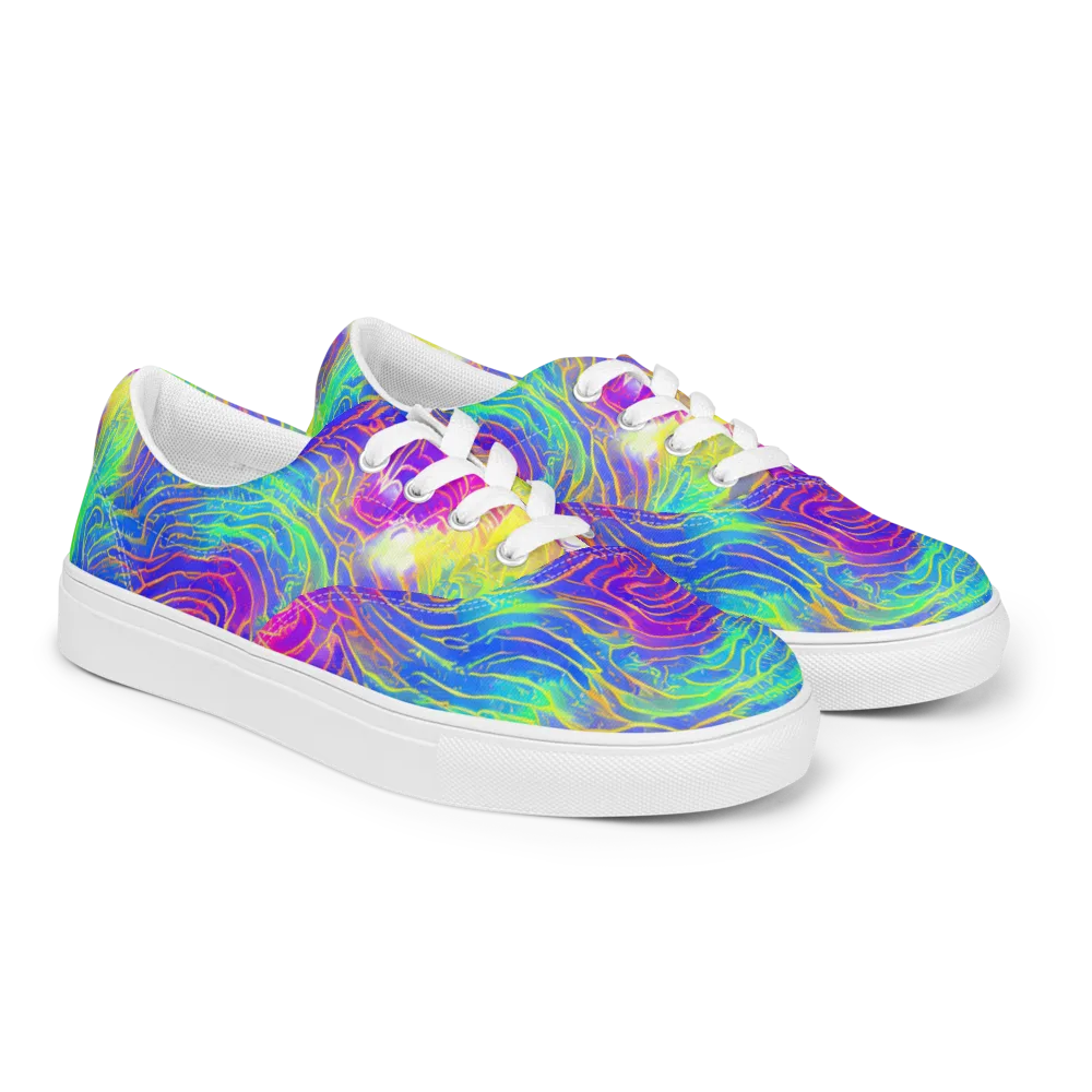 Ultraviolet Waves on Men's Lace-Up Canvas Shoes — Right Front
