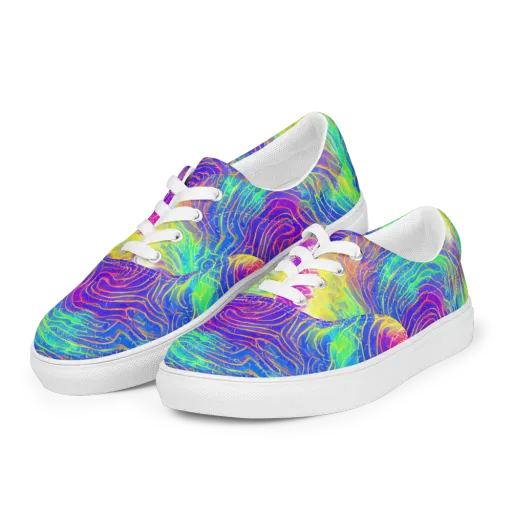 Ultraviolet Waves on a Men's Lace-Up Canvas Shoes