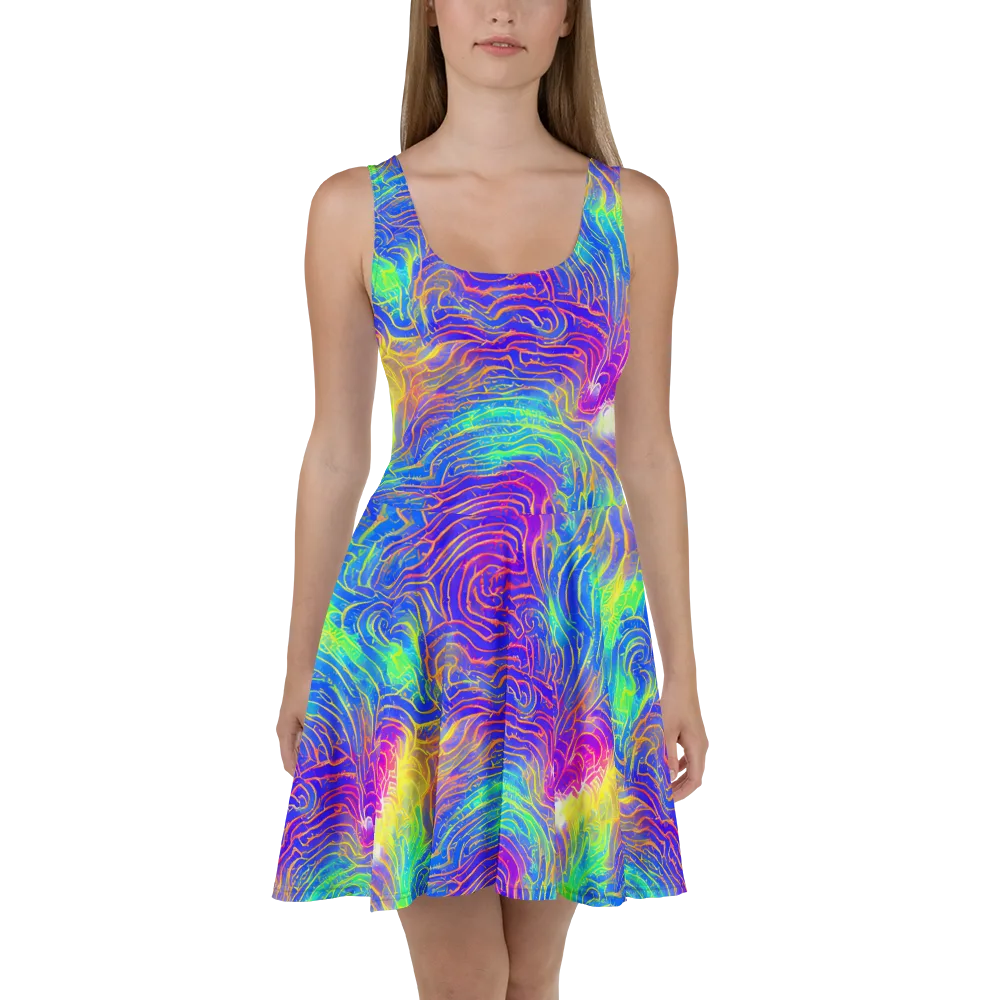 Ultraviolet Waves on Skater Dress — Front