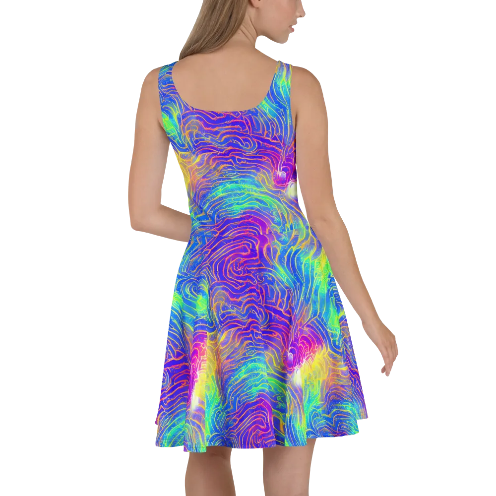 Ultraviolet Waves on Skater Dress — Back