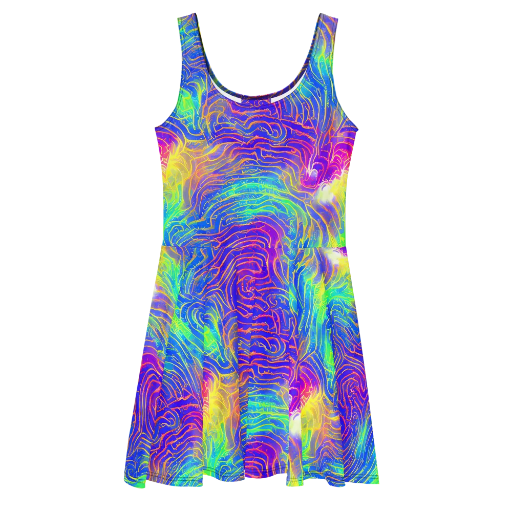 Ultraviolet Waves on Skater Dress — Front