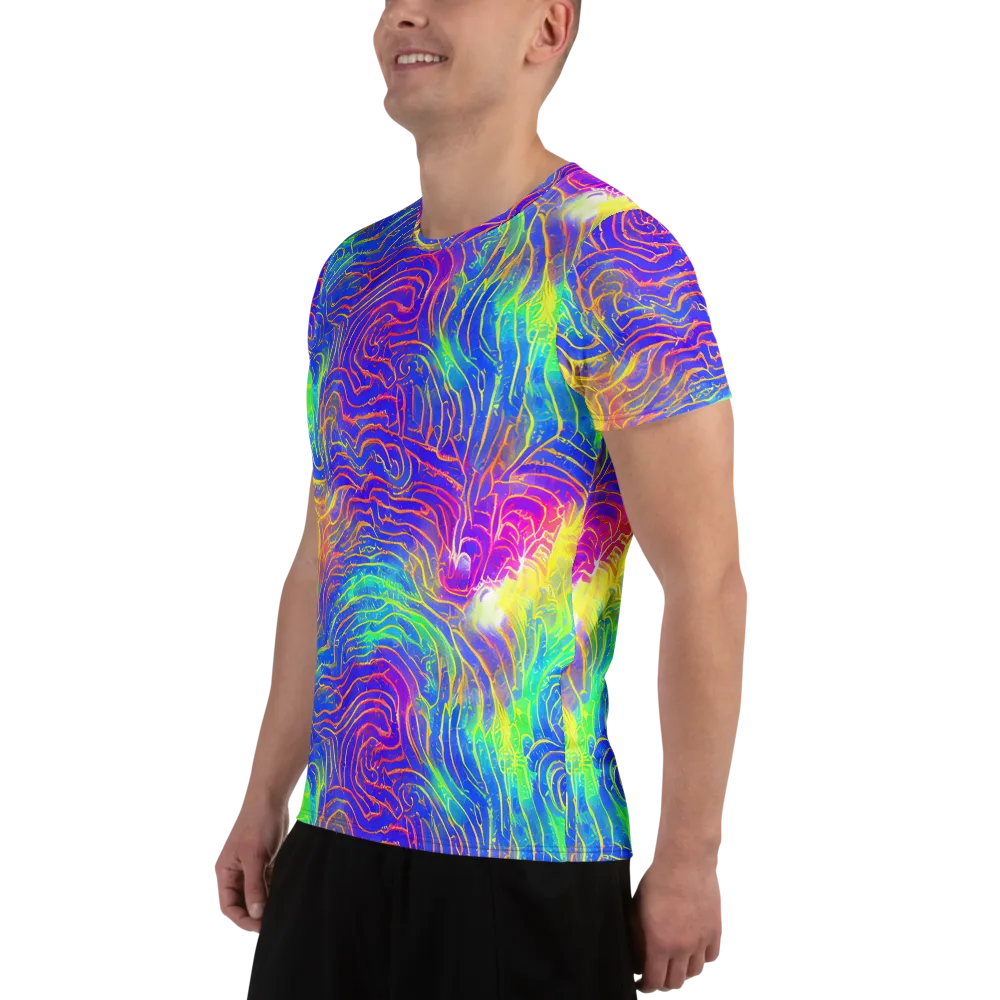 Ultraviolet Waves on Men's Athletic T-Shirt — Left