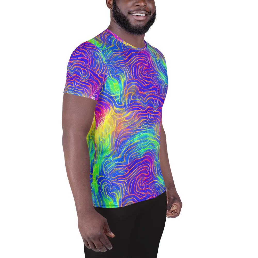 Ultraviolet Waves on Men's Athletic T-Shirt — Right
