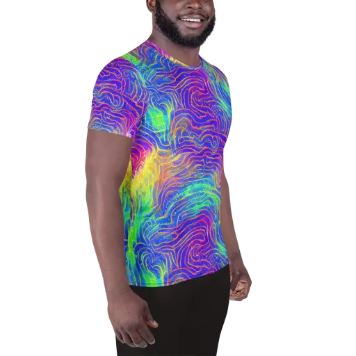 Ultraviolet Waves on a Men's Athletic T-Shirt