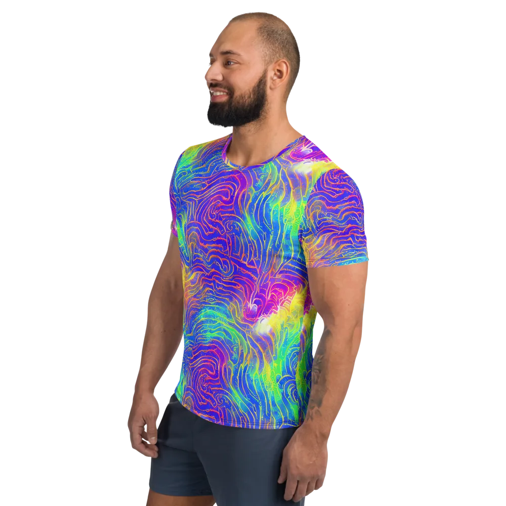 Ultraviolet Waves on Men's Athletic T-Shirt — Left