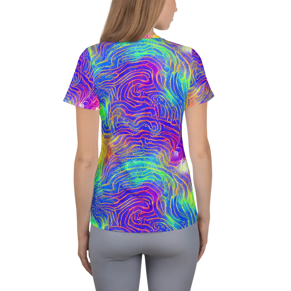 Ultraviolet Waves on Women's Athletic T-Shirt — Back