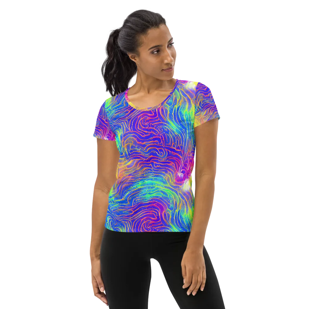 Ultraviolet Waves on Women's Athletic T-Shirt — Front