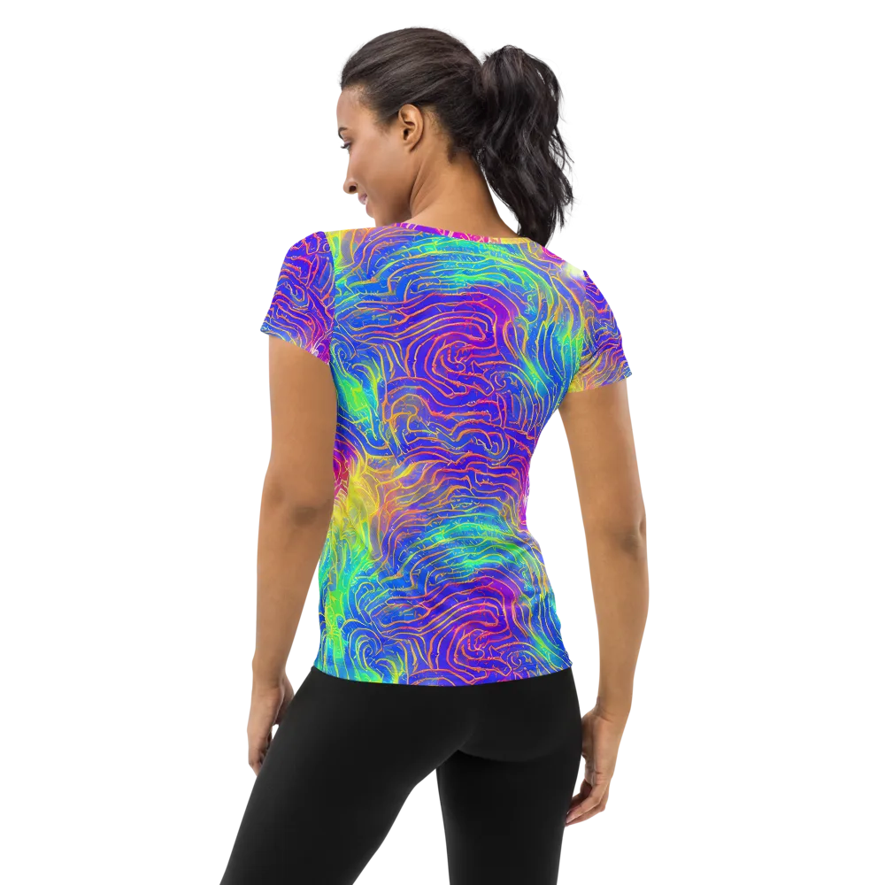 Ultraviolet Waves on Women's Athletic T-Shirt — Back