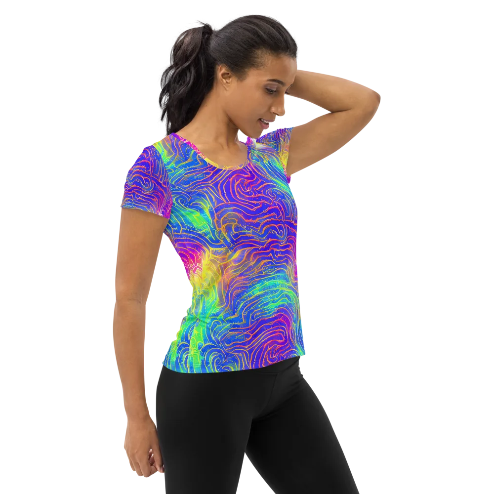 Ultraviolet Waves on Women's Athletic T-Shirt — Right