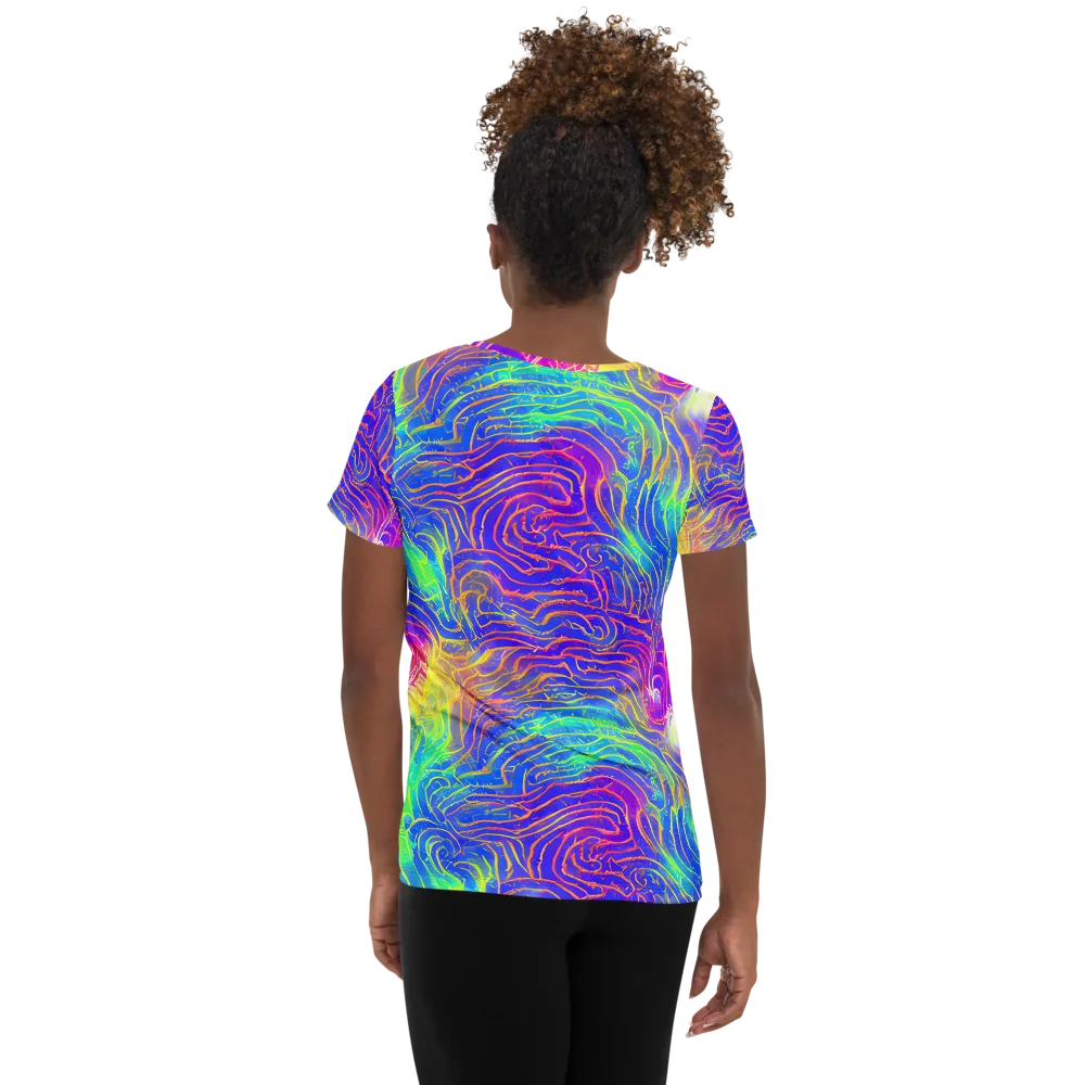 Ultraviolet Waves on Women's Athletic T-Shirt — Back