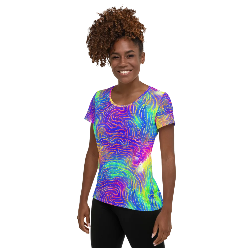 Ultraviolet Waves on Women's Athletic T-Shirt — Left