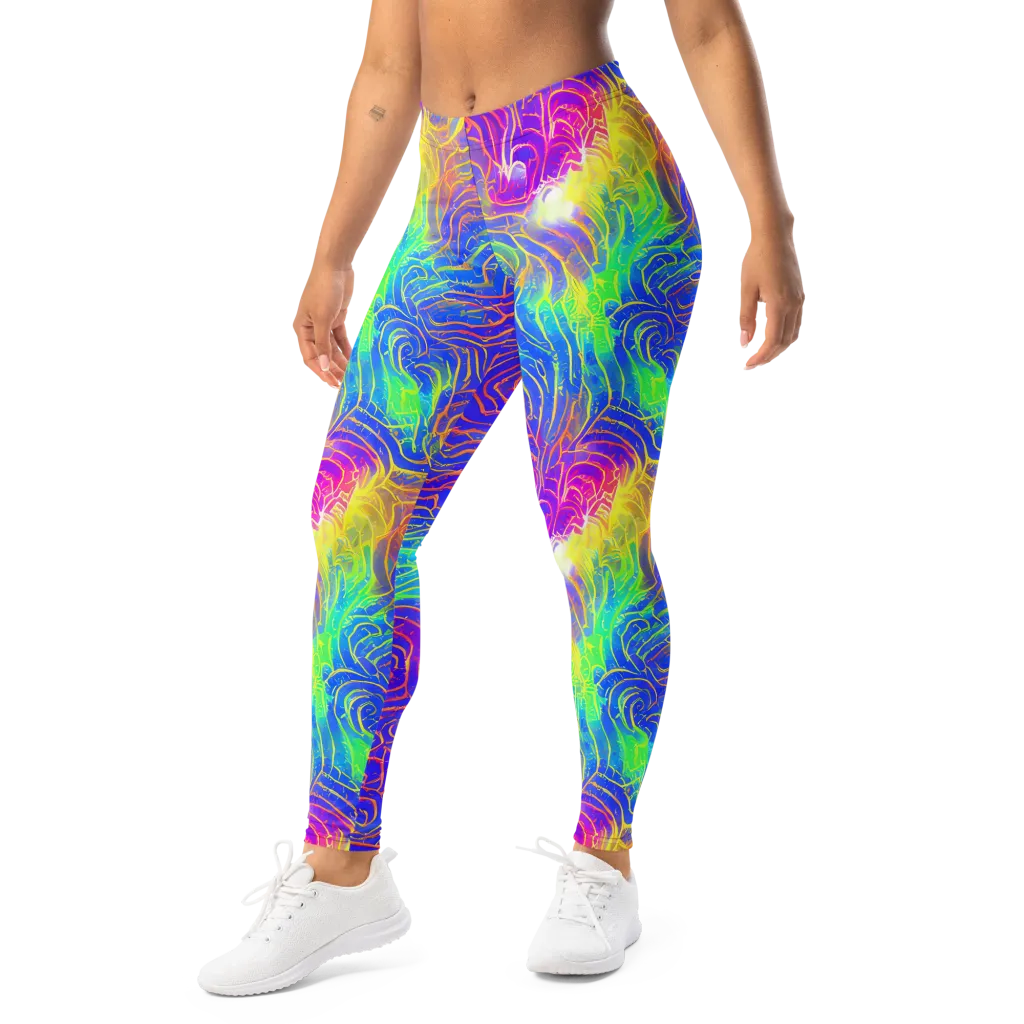 Ultraviolet Waves on Leggings — Left Front