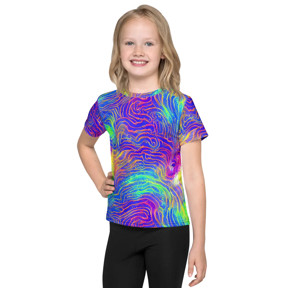 Ultraviolet Waves on Kids Crew Neck T-Shirt — Front