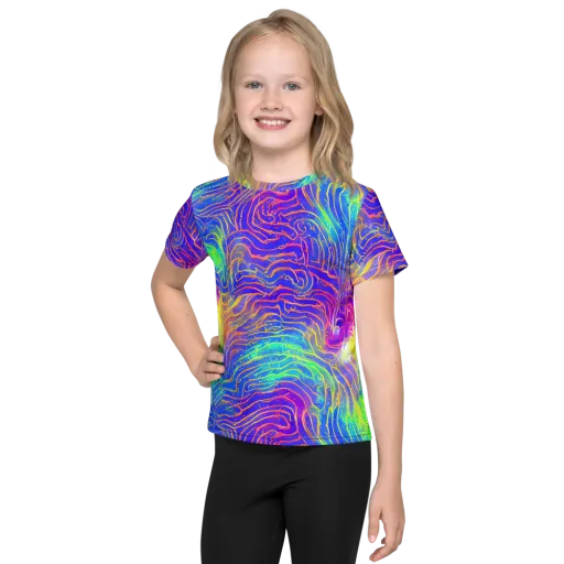 Ultraviolet Waves on a Kids Crew Neck T-Shirt