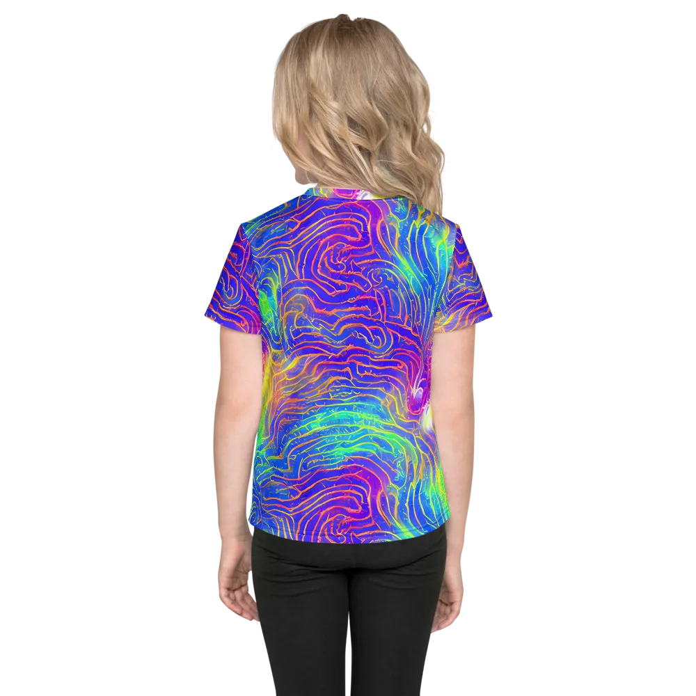 Ultraviolet Waves on Kids Crew Neck T-Shirt — Back