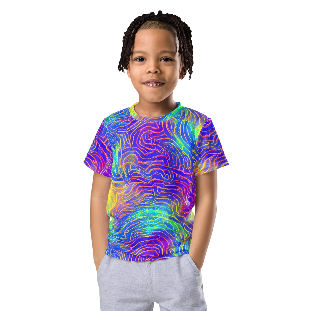 Ultraviolet Waves on Kids Crew Neck T-Shirt — Front