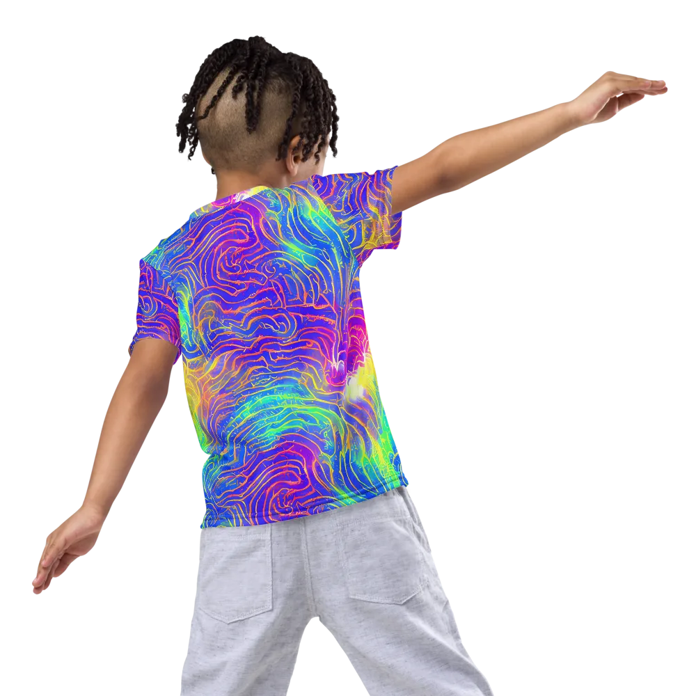 Ultraviolet Waves on Kids Crew Neck T-Shirt — Back