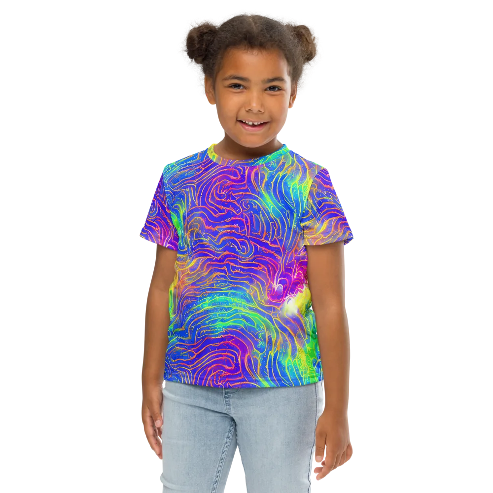 Ultraviolet Waves on Kids Crew Neck T-Shirt — Front