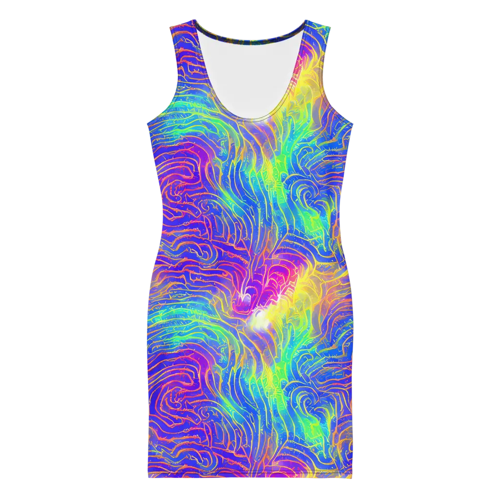 Ultraviolet Waves on Bodycon Dress — Front