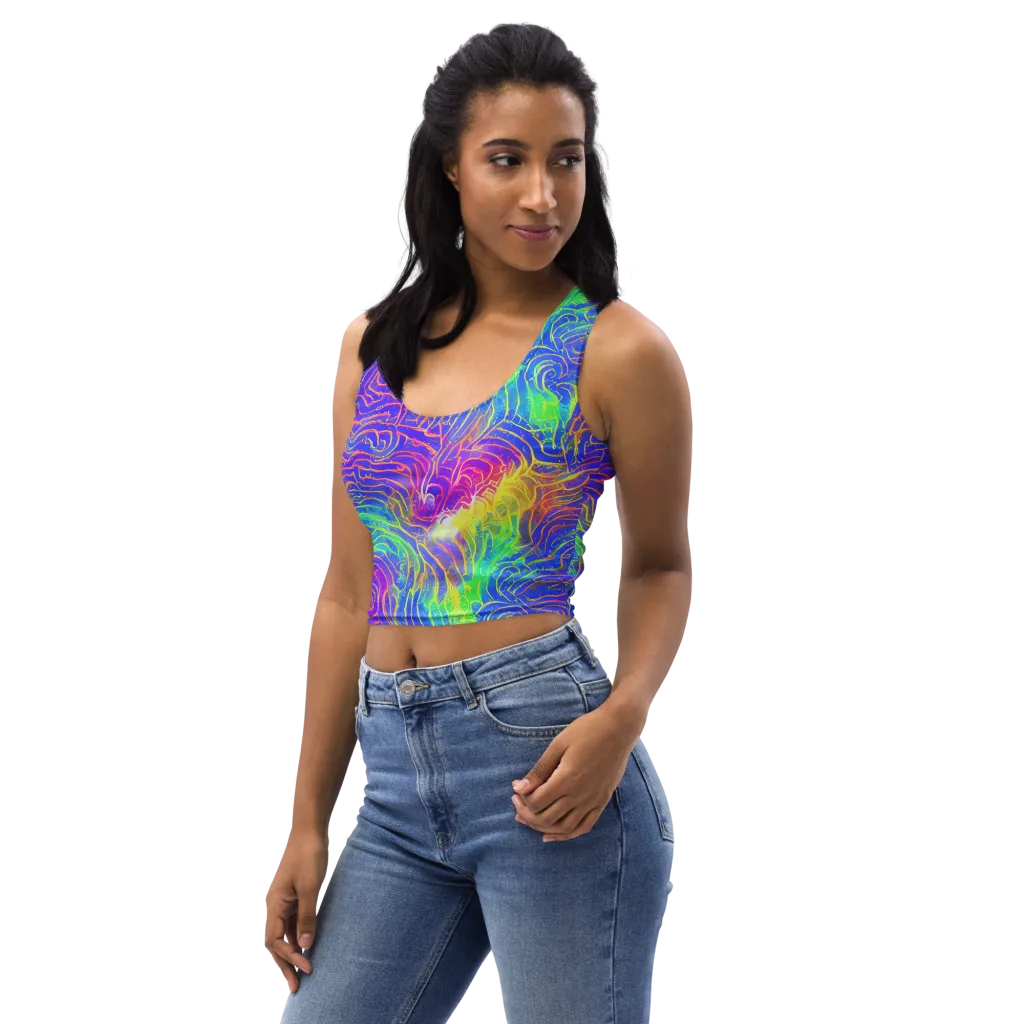 Ultraviolet Waves on Crop Top — Left Front